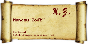 Mancsu Zoé névjegykártya